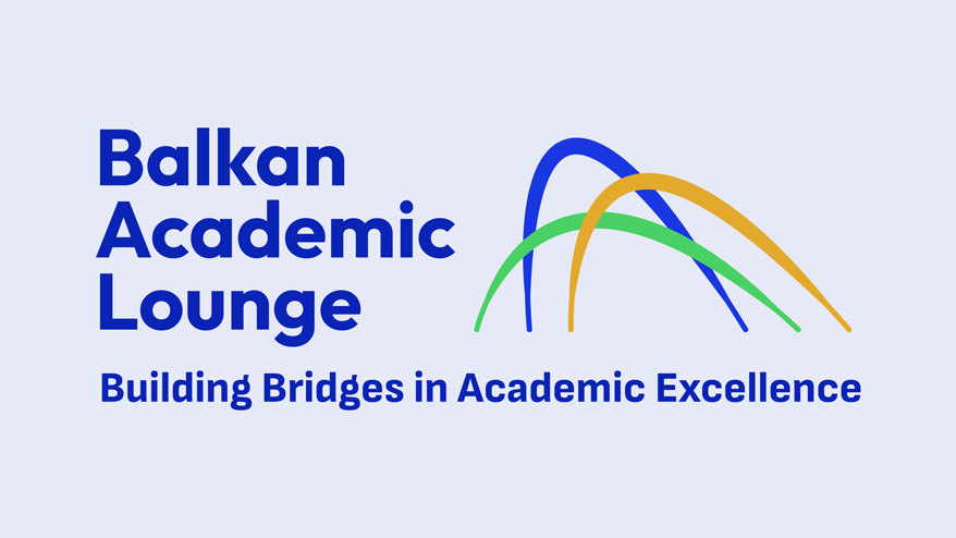 Logo of Balkan Academic Lounge with the text "Building Bridges in Academic Excellence" and three overlapping arches in blue, green, and yellow on a light gray background.